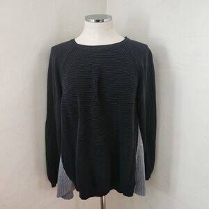 Anatara Sweater‎ Black Gray Colorblock Long Sleeve High Low Size Large